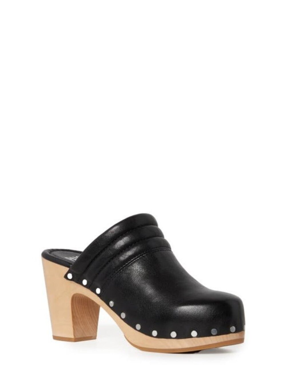 Paige Robbie Studded Black Leather clogs Wooden Platform Mule Size 7 New in Box - Picture 3 of 8
